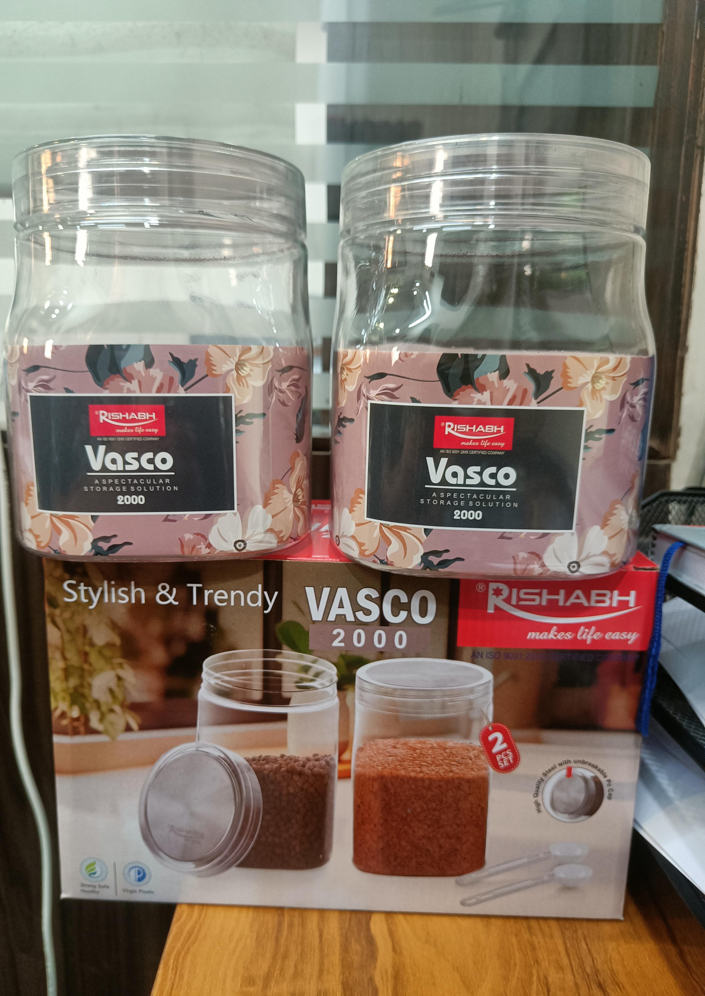 Rishabh Vasco 2000 stylish & Trendy Pet container 2pcs with Spoon