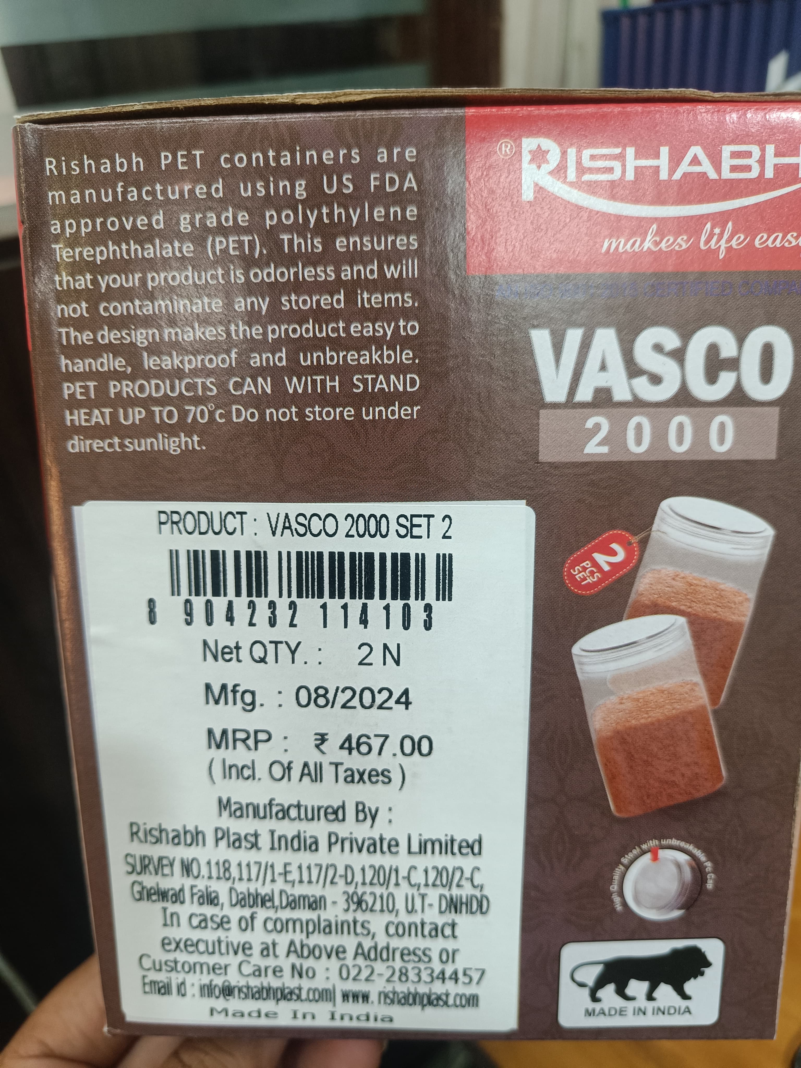 Rishabh Vasco 2000 stylish & Trendy Pet container 2pcs with Spoon