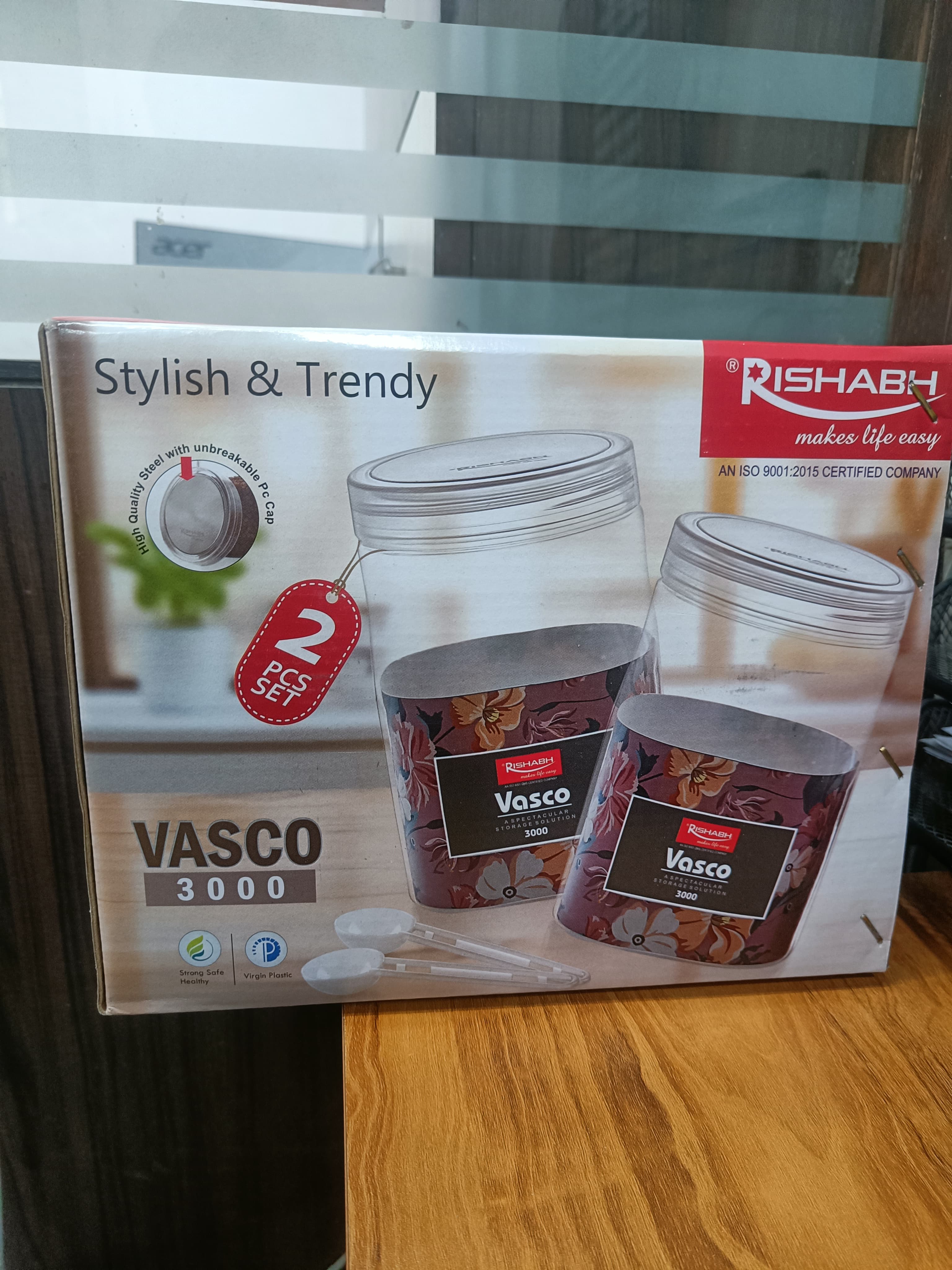 Rishabh Vasco 3000 stylish & Trendy Pet container 2pcs with Spoon