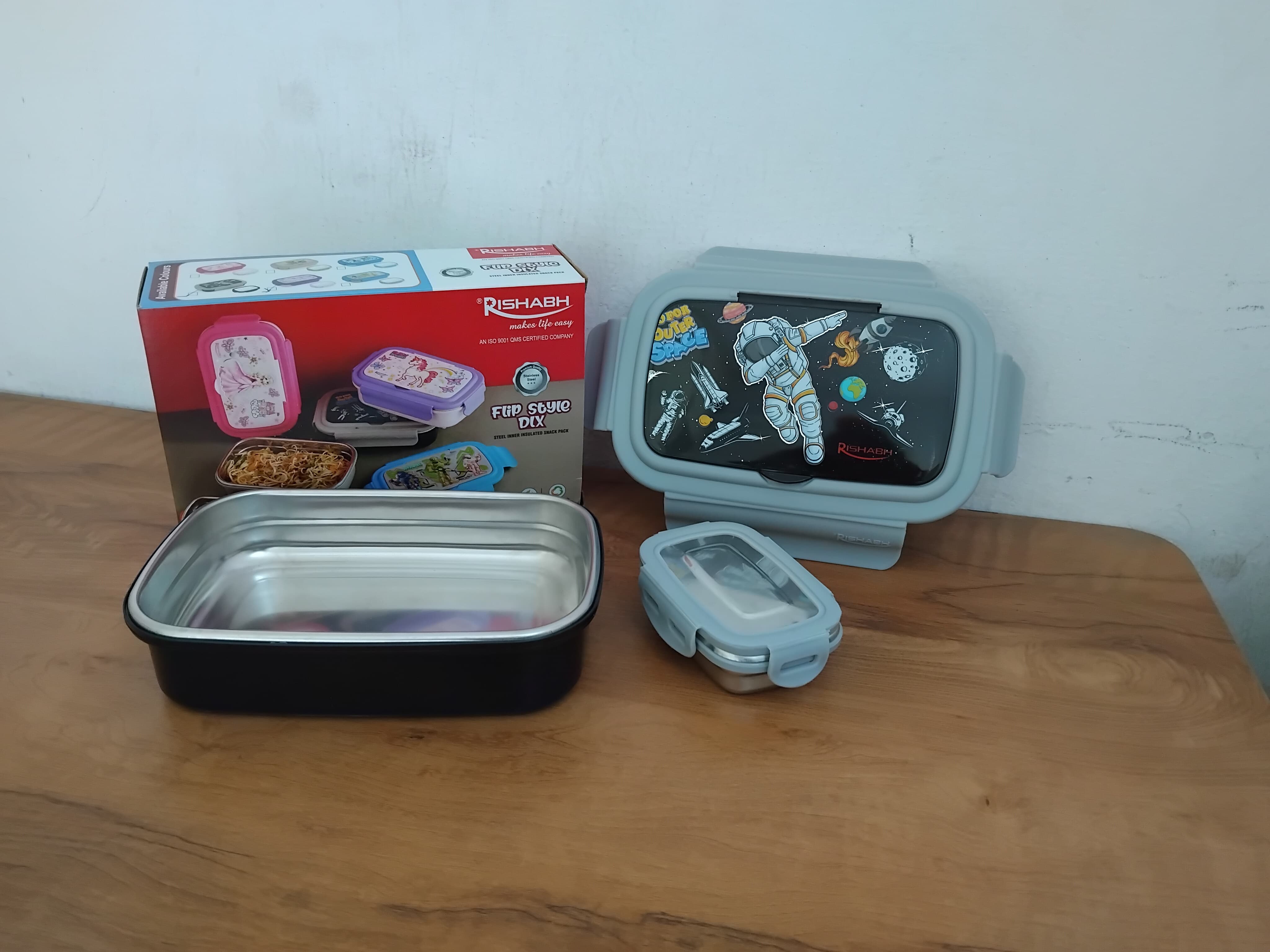 Rishabh Flip Style Dlx Lunch Box Insulated Stainless Steel Lunch Box