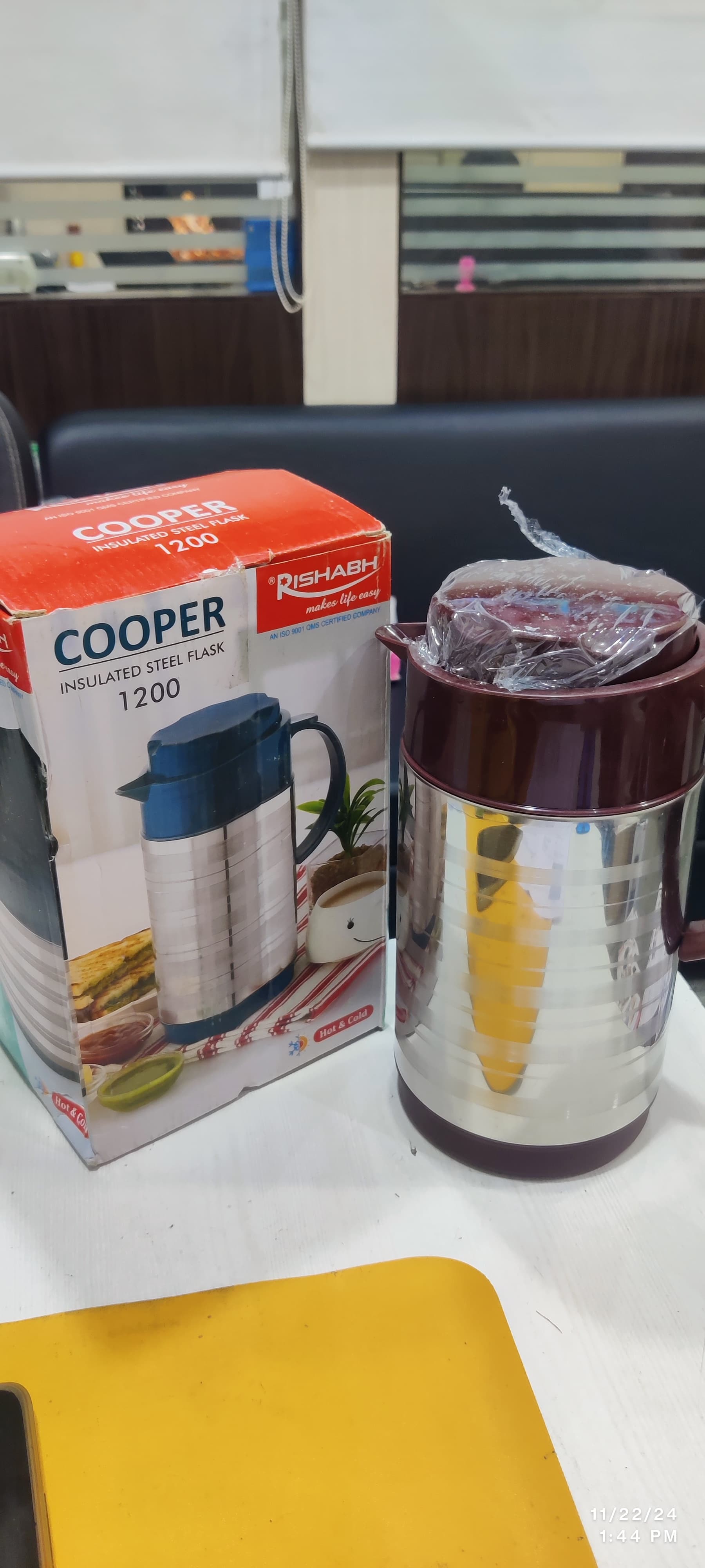 Rishabh Cooper Insulated Steel Flask 1200 Pack Of 1