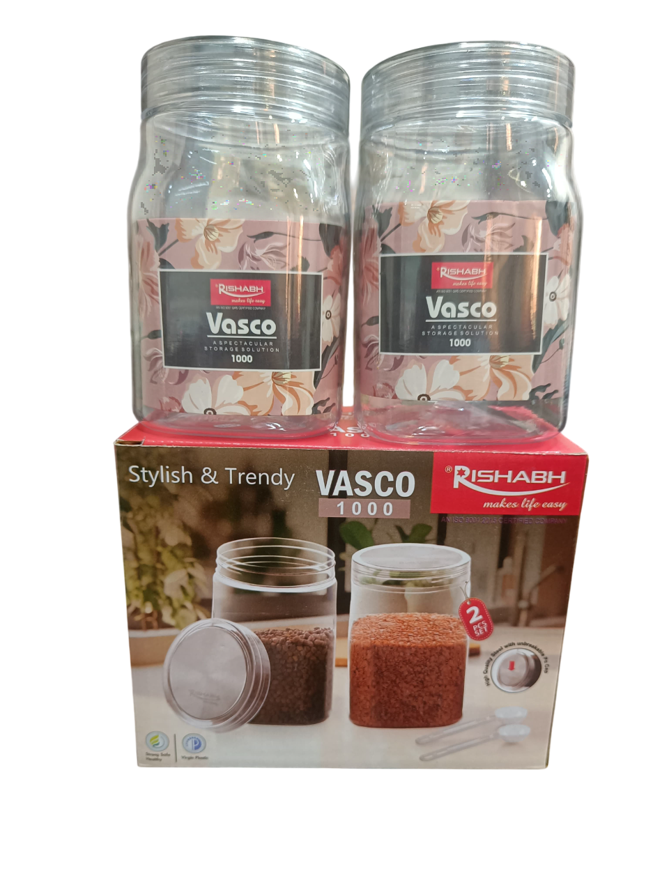 Rishabh Vasco 1000 stylish & Trendy Pet container 2pcs with Spoon