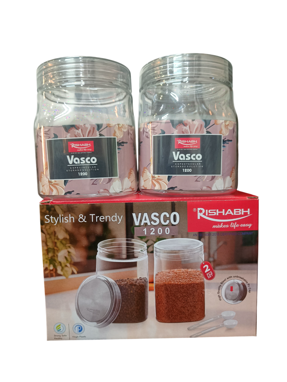 Rishabh Vasco 1200 stylish & Trendy Pet container 2pcs with Spoon