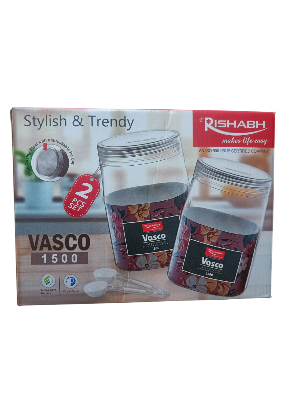 Rishabh Vasco 1500 stylish & Trendy Pet container 2pcs with Spoon