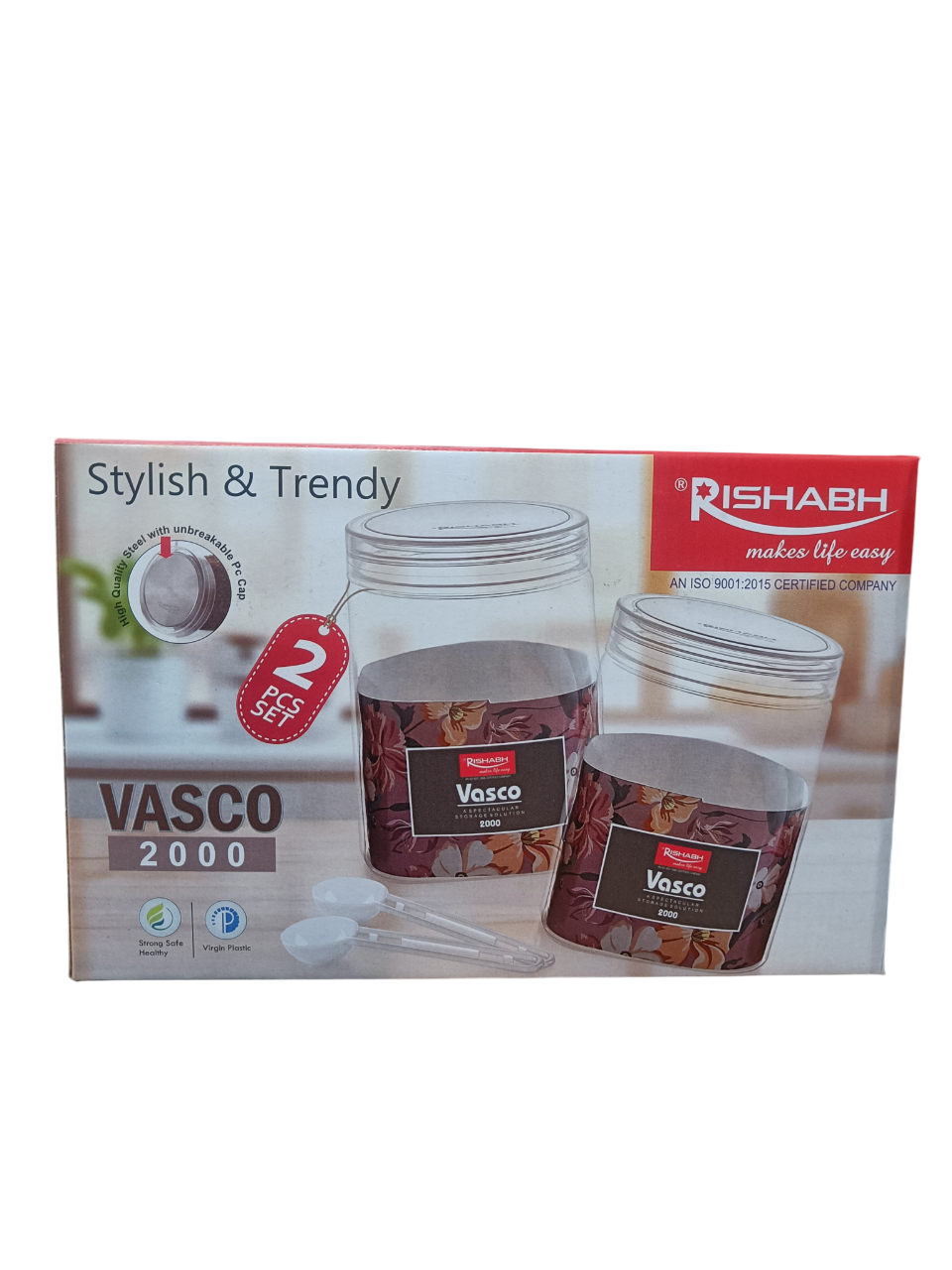 Rishabh Vasco 2000 stylish & Trendy Pet container 2pcs with Spoon