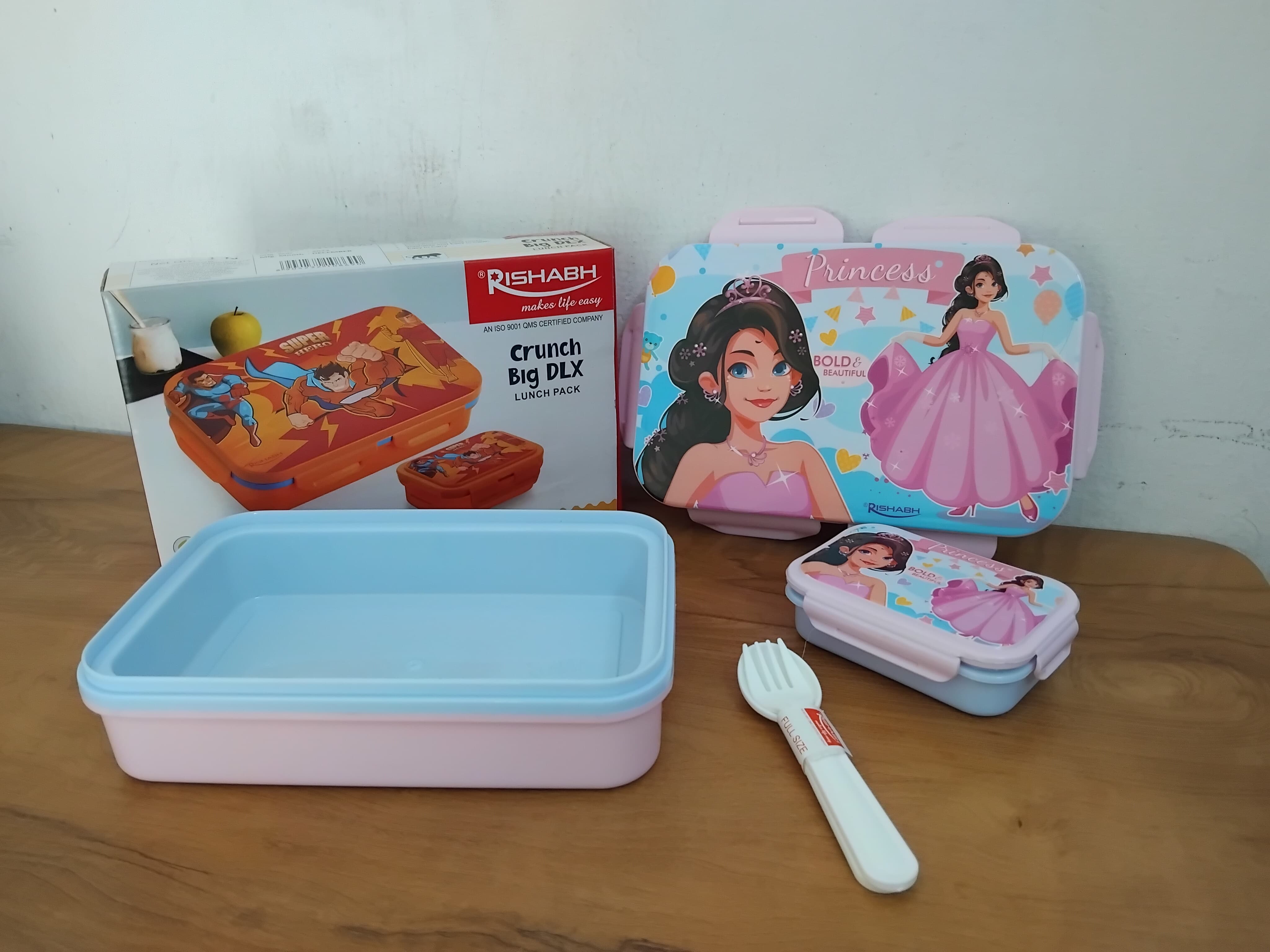 Rishabh Crunch Big Deluxe Lunch Box 2 Container & 2 Spoon Insulated Plastic Lunch Box