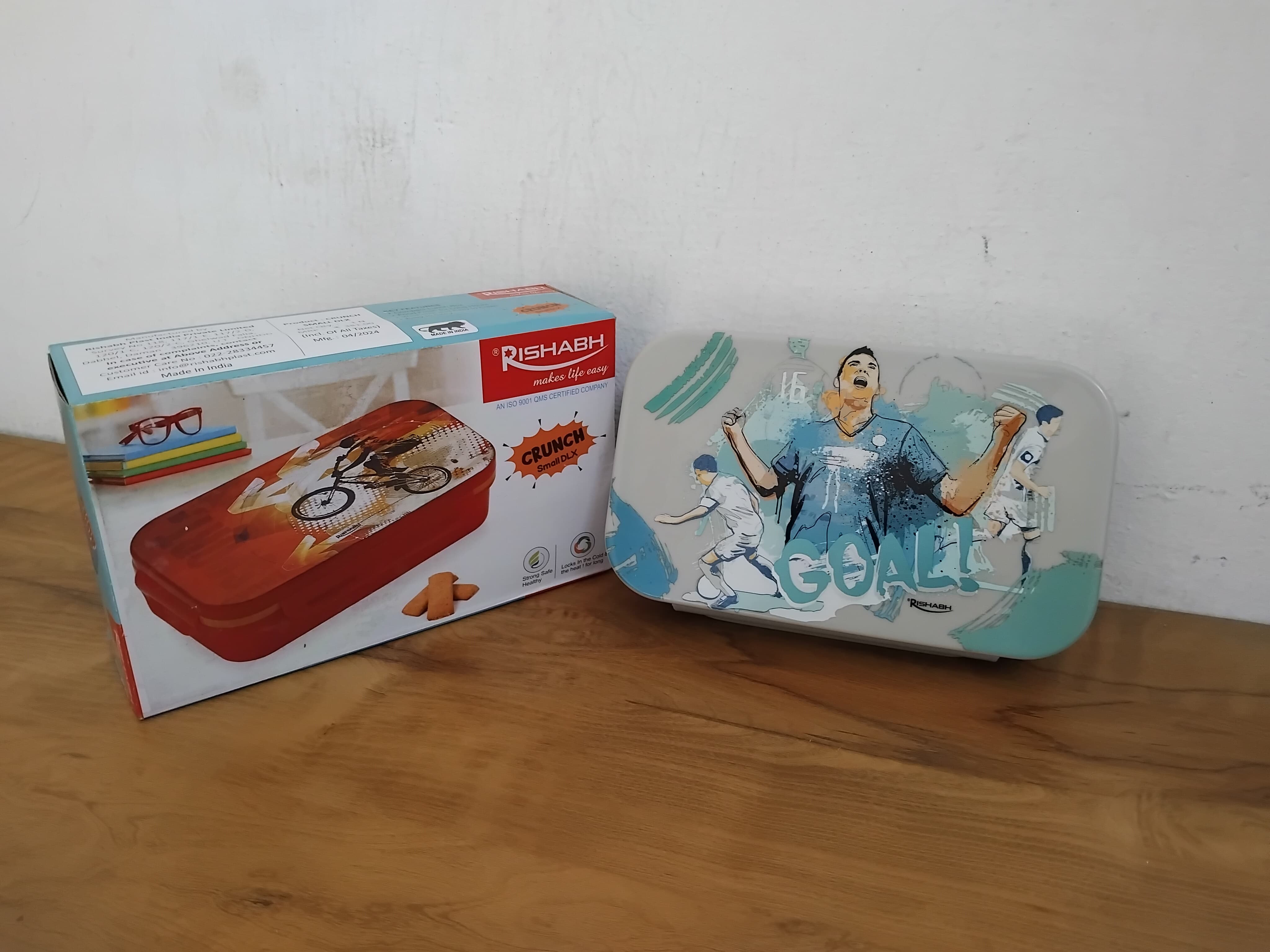 Rishabh Crunch Small Deluxe Lunch Box Color & Design Availablity As Per Stock 2 Container & 2 Spoon Insulated Plastic Lunch Box