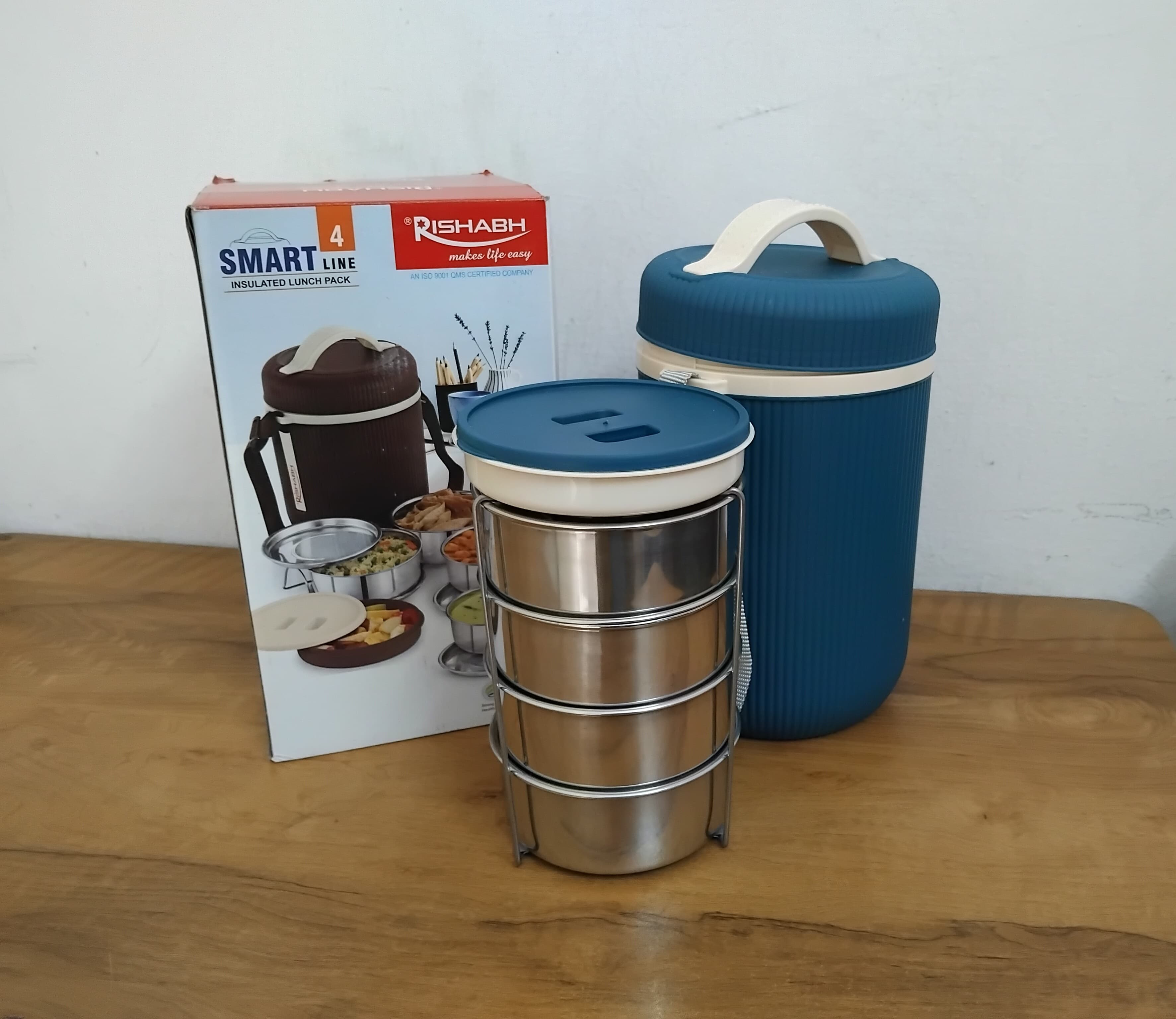 Rishabh Smart Line 4 Lunch Box Steel Insulated Lunch Box Pack Of 1