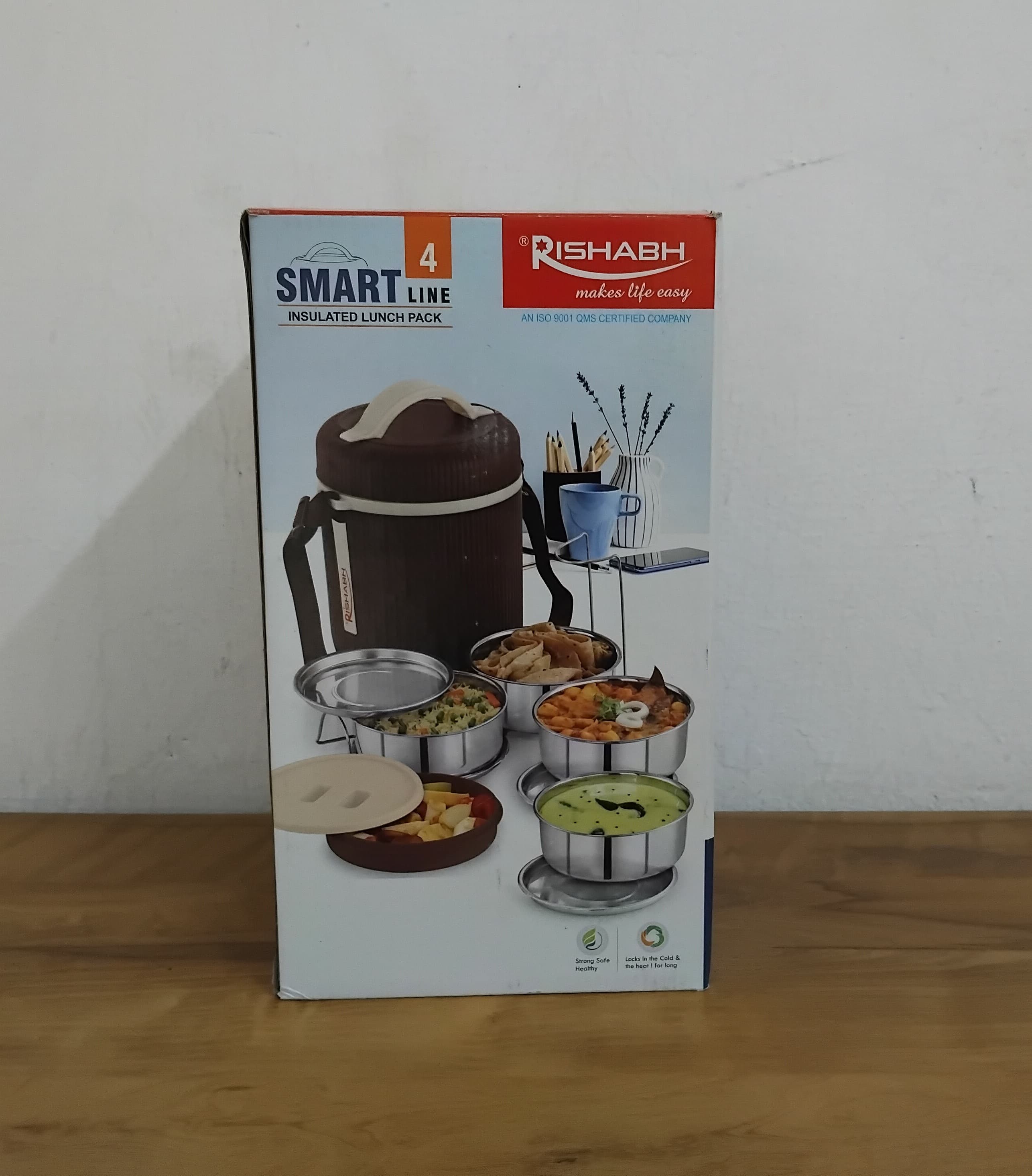Rishabh Smart Line 4 Lunch Box Steel Insulated Lunch Box Pack Of 1