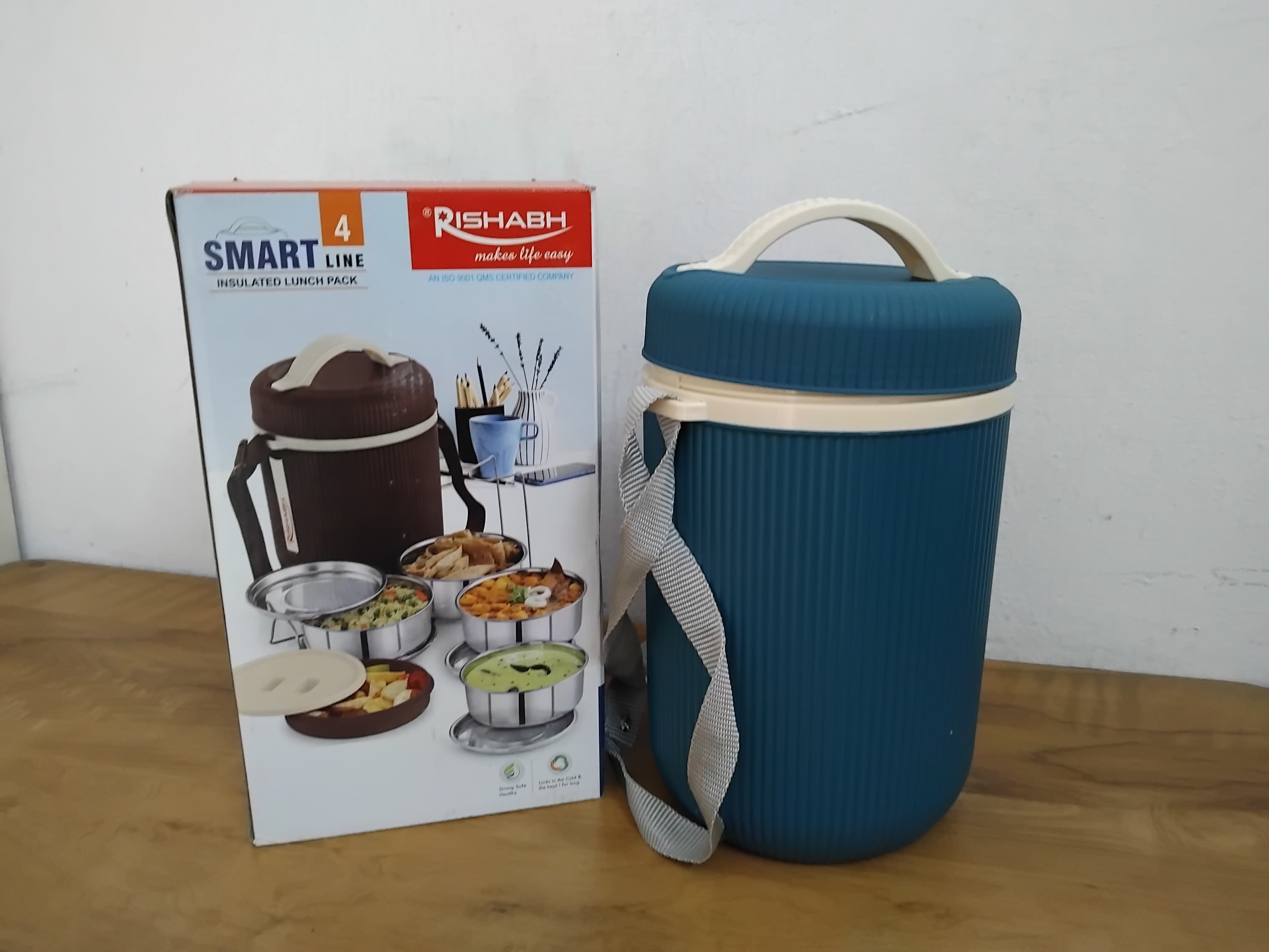 Rishabh Smart Line 4 Lunch Box Steel Insulated Lunch Box Pack Of 1