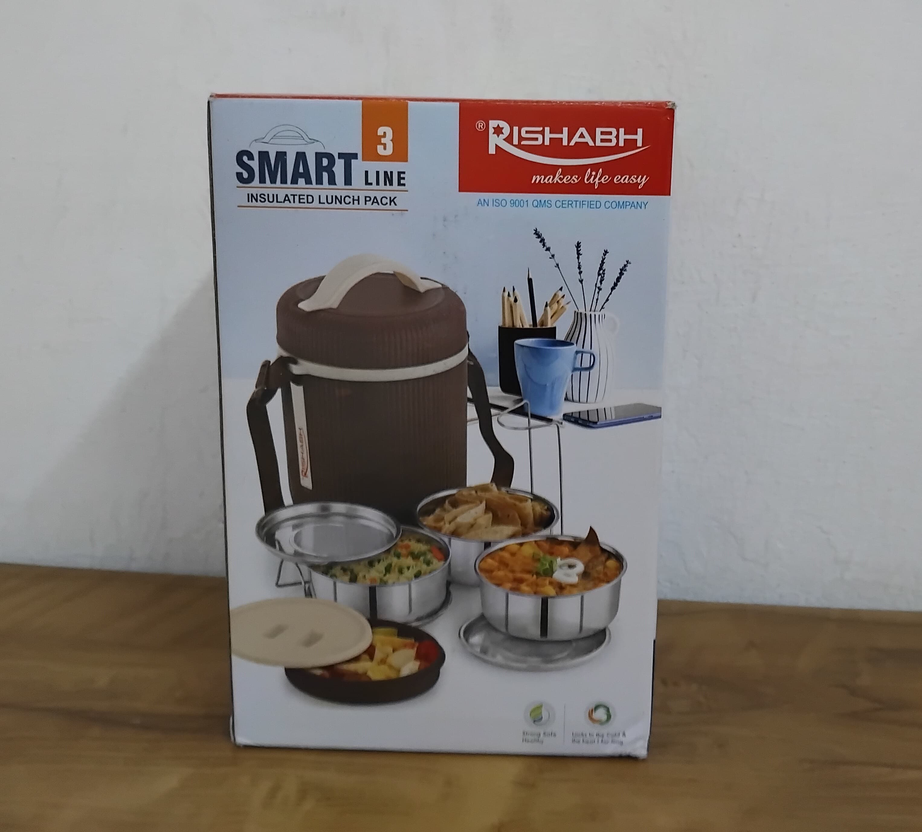 Rishabh Smart Line 3 Lunch Box Steel Insulated Lunch Box Pack Of 1