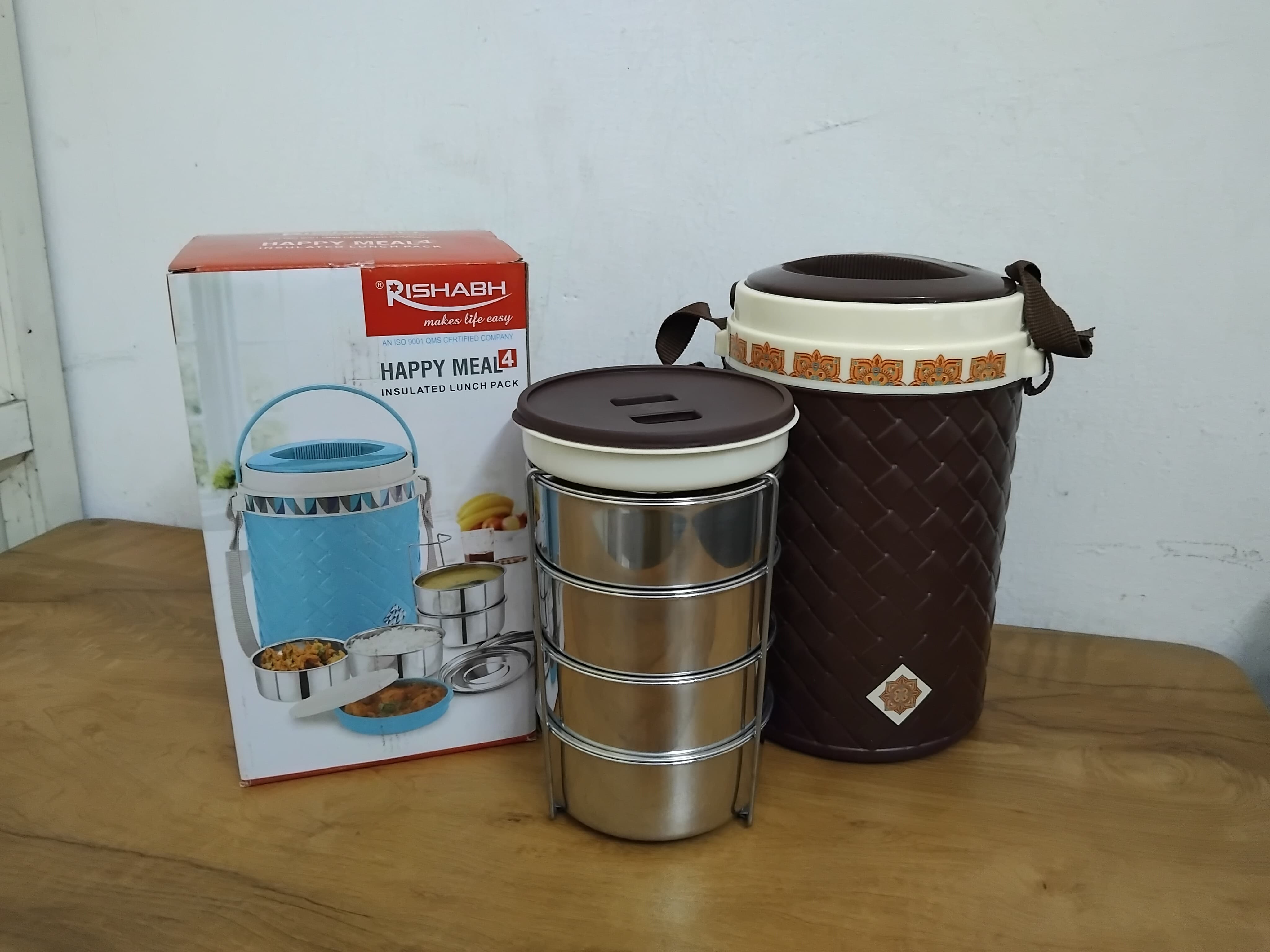 Rishabh Happy Meal 4 Lunch Box 4 SS Container Box Pack Of 1