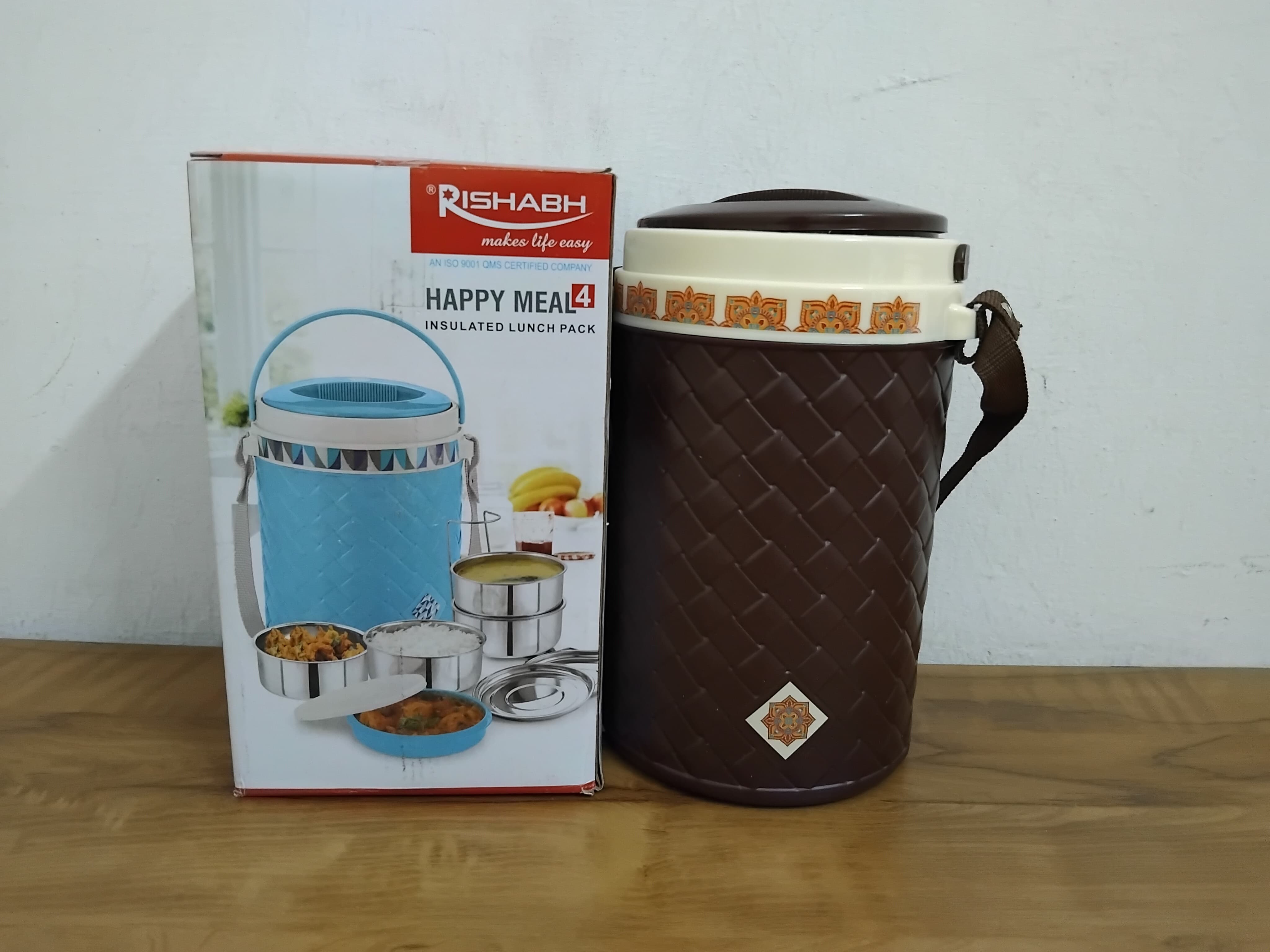 Rishabh Happy Meal 4 Lunch Box 4 SS Container Box Pack Of 1