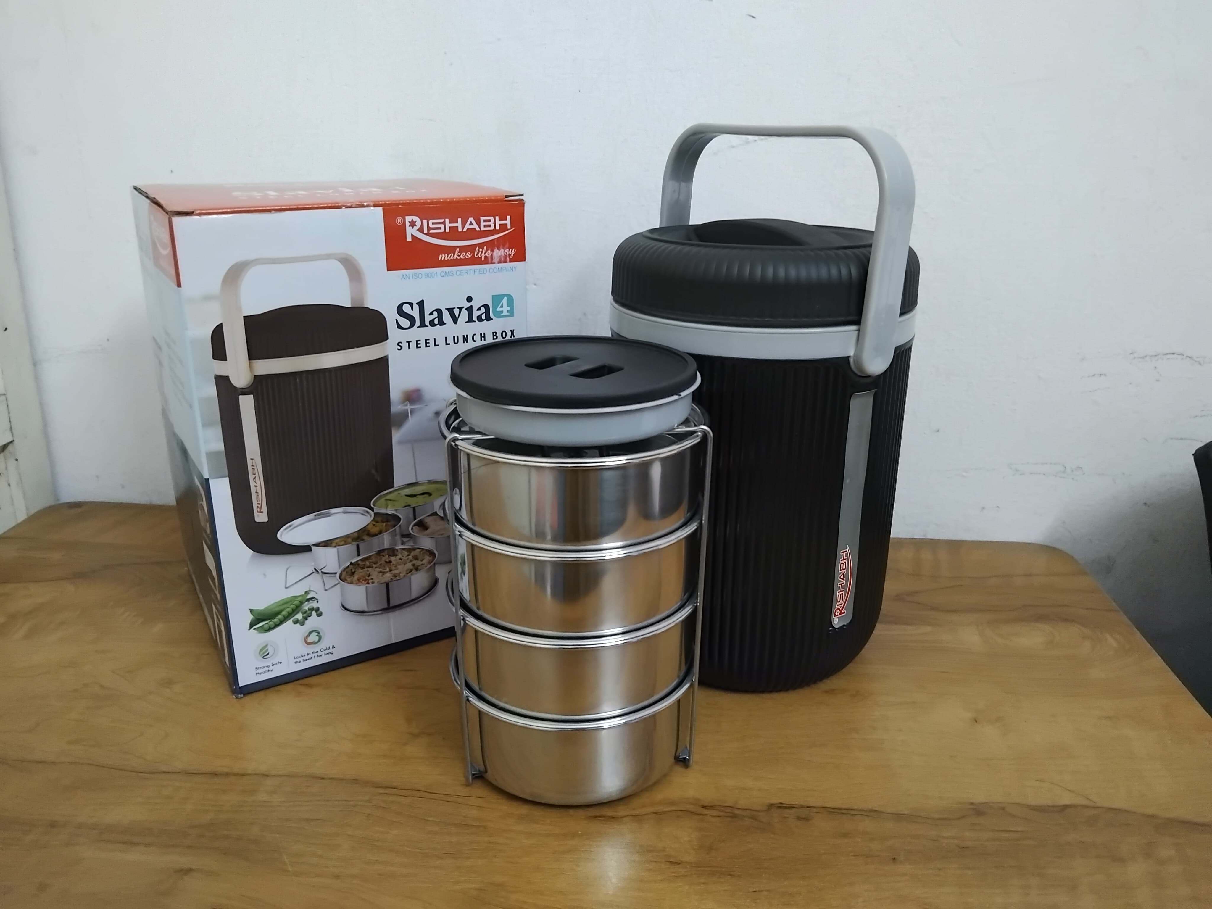 Rishabh Slavia 4 Lunch Box 4 Stainless Steel Container Box Pack Of 1