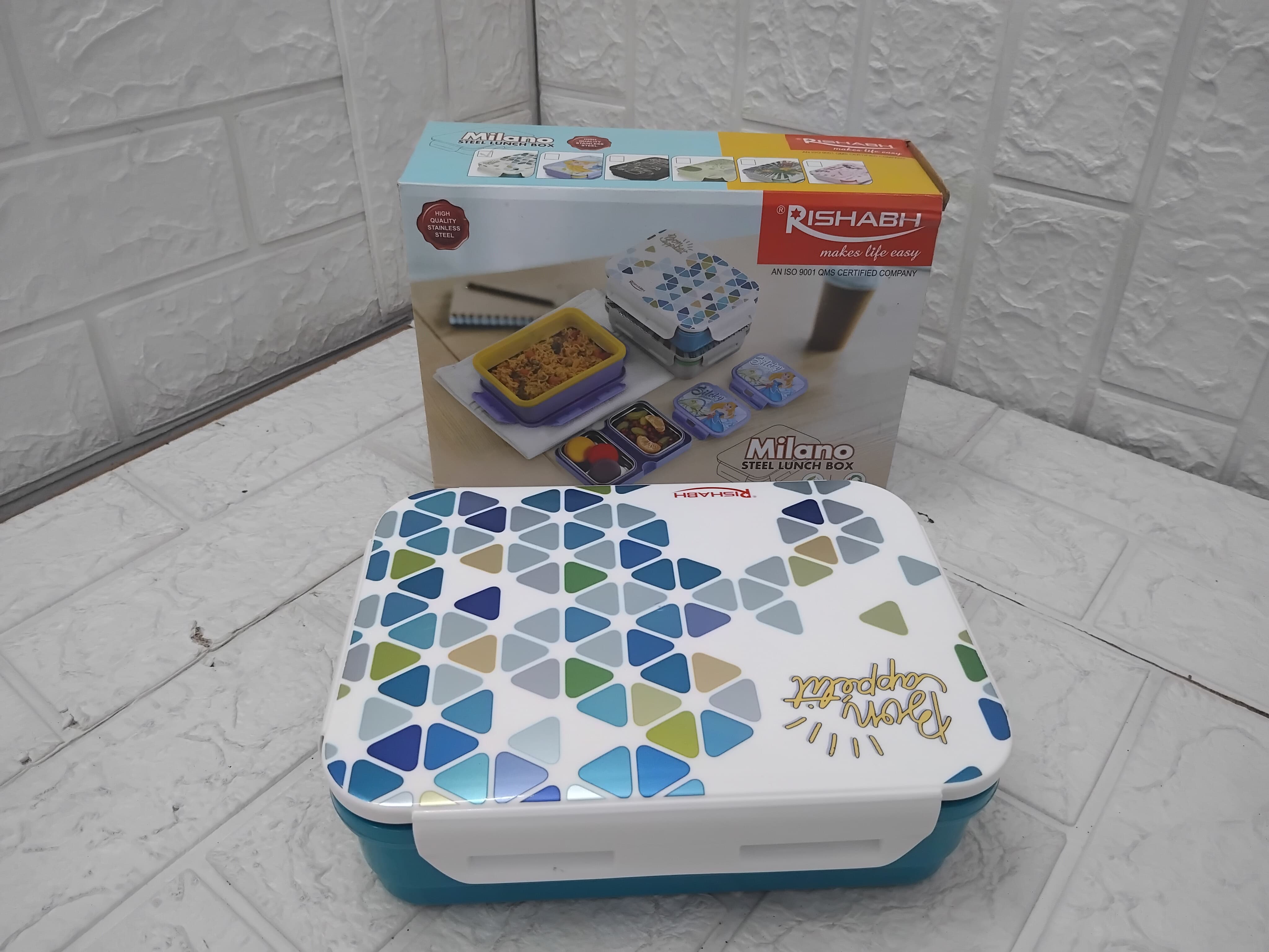 Rishabh Milano Steel Lunch Box With Spoon 2 containers