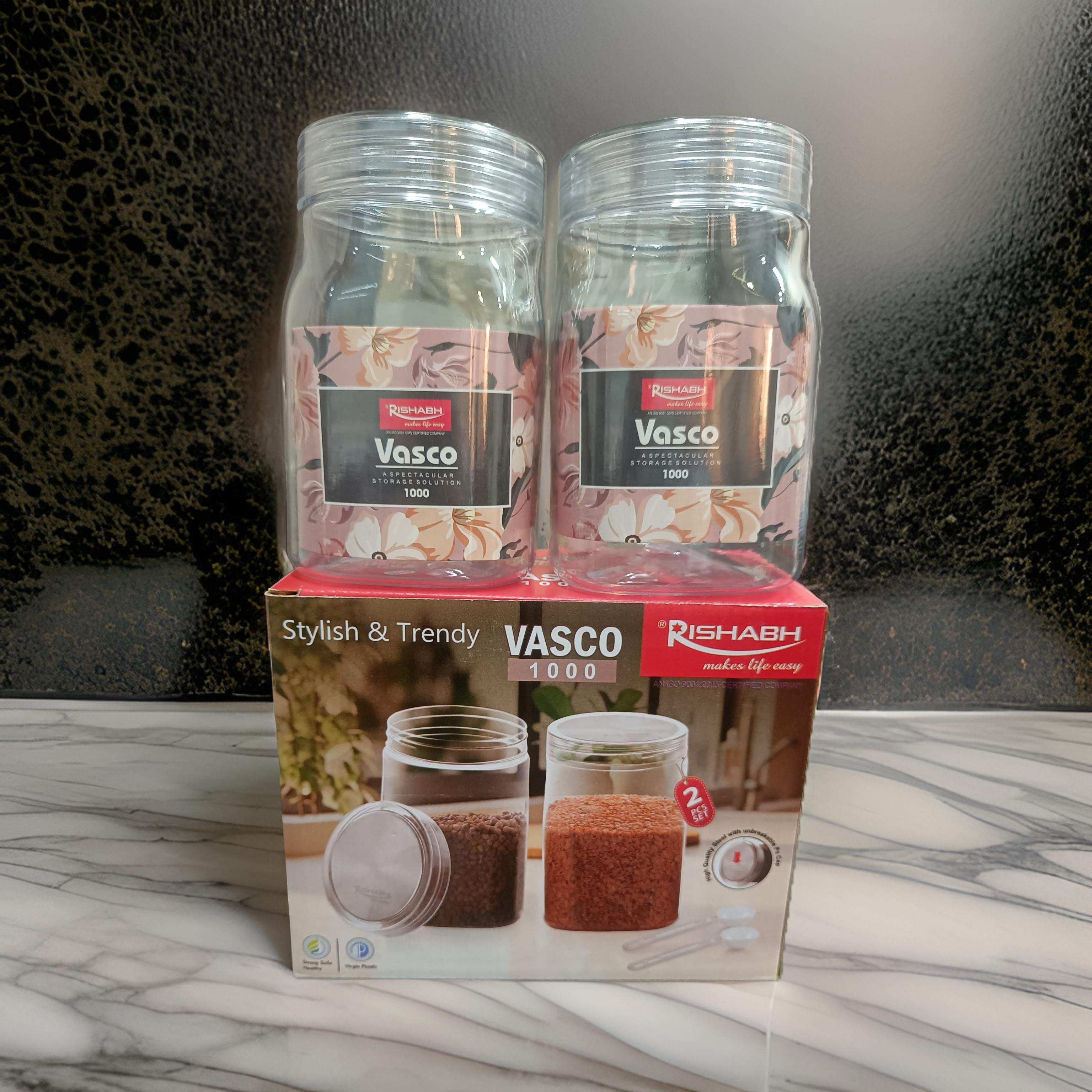 Rishabh Vasco 1000 stylish & Trendy Pet container 2pcs with Spoon