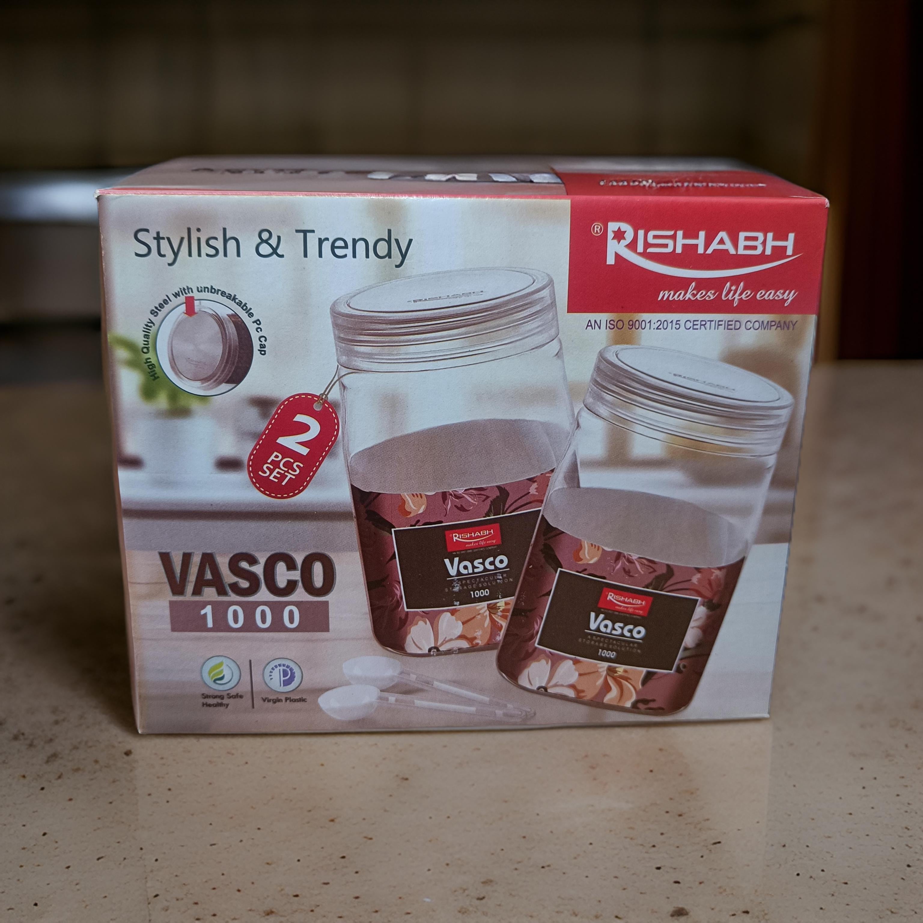 Rishabh Vasco 1000 stylish & Trendy Pet container 2pcs with Spoon