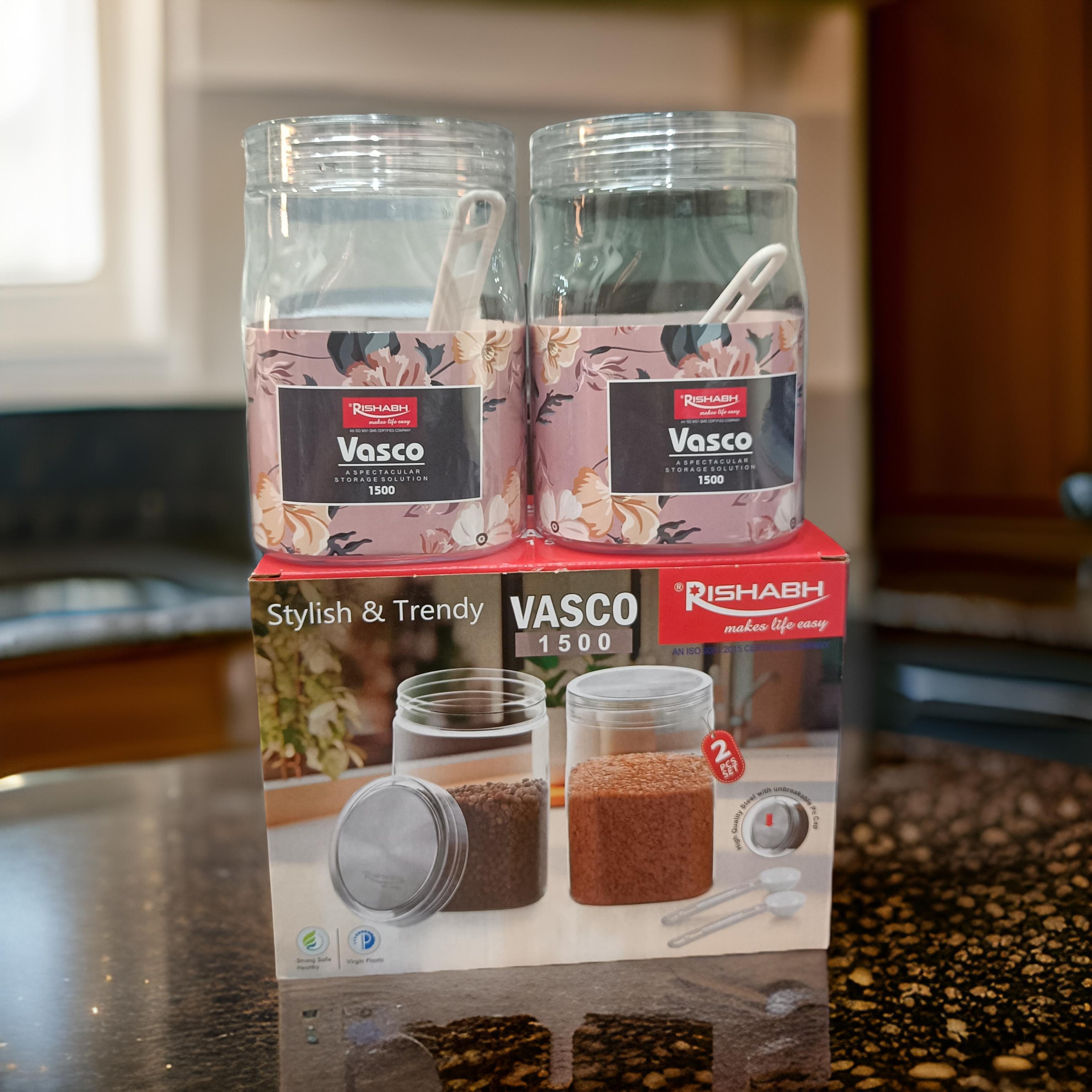 Rishabh Vasco 1500 stylish & Trendy Pet container 2pcs with Spoon