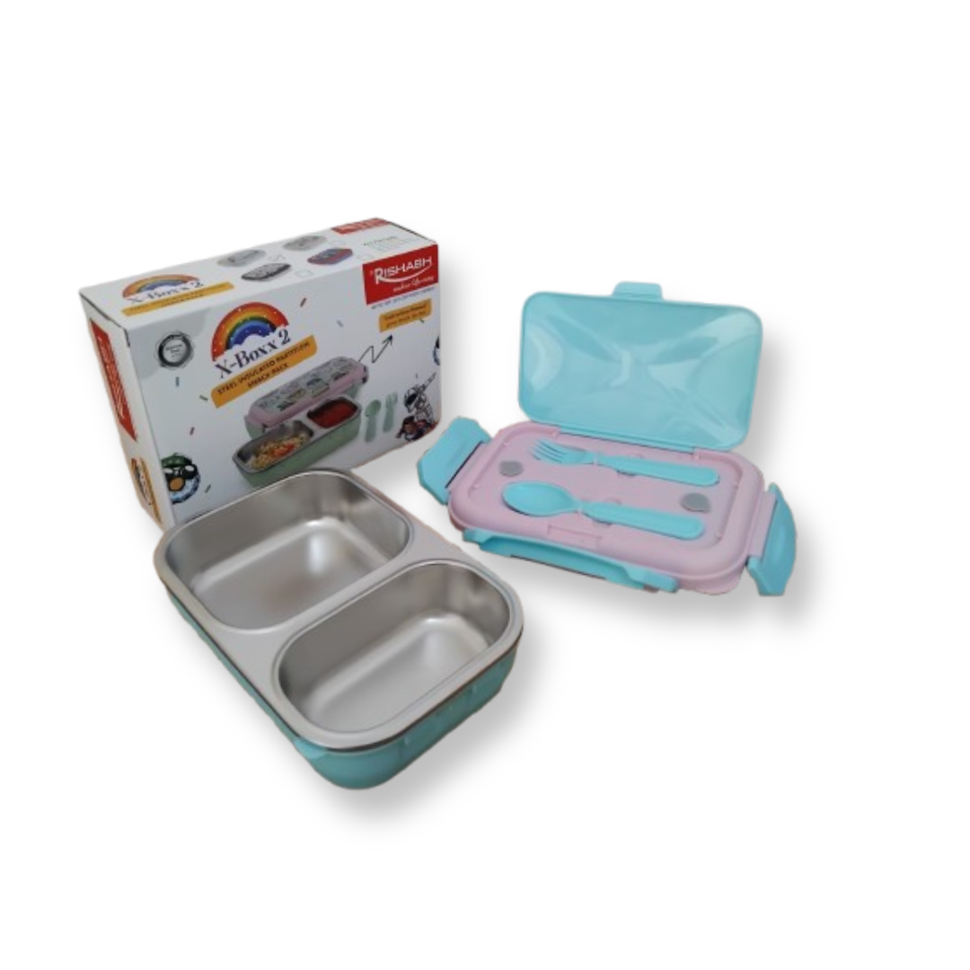 Rishabh X Boxx 2 Lunch Box Steel Insulated Partition Lunch Box