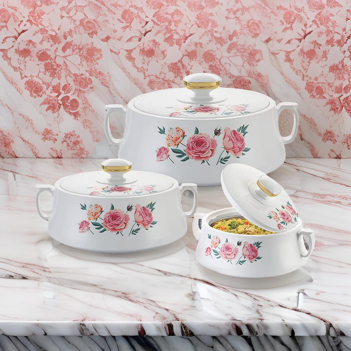 RISHABH Stallion Insulated Serving Casserole, 800ml, 1200ml, 1700ml, Set of 3